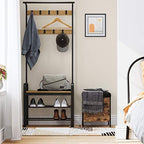 VASAGLE Coat Rack, Hall Tree with Shoe Bench, 4-in-1, 9 Removable Hooks - Image 3