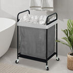 STO STO Laundry Hamper, 90L Rolling Laundry Sorter Cart with Removable and Washable Liner Bag, Clothes Hamper with Wheels and Metal Handle for Laundry Room and Bedroom, Gray - Image 3