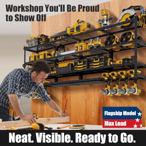 XLarge 64''W Power Tool Organizer Wall Mount, 4-Tier - Image 7