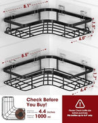 Sakugi Black Corner Shower Caddy Adhesive No Drilling Bathroom Shelves - Image 3
