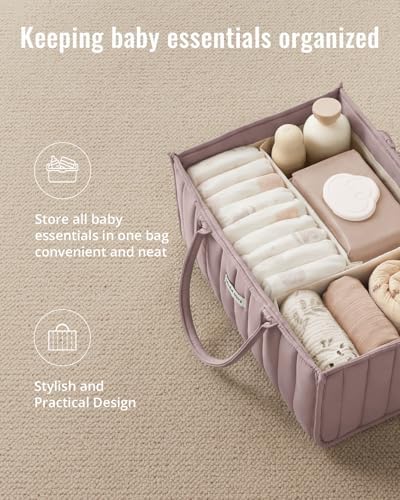Blissful Diary Baby Diaper Caddy Organizer, Nursery Storage, Mauve Pink - Image 4