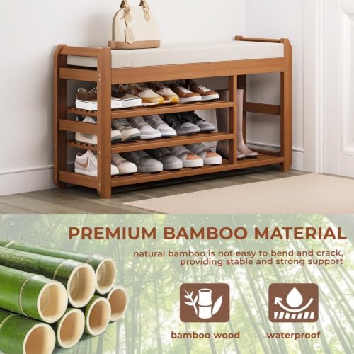 39.4" Shoe Rack Bench with Coat Rack, 3-Tier Entryway Storage Bench - Image 5