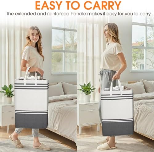 2 Pack Large Laundry Baskets, Laundry Hampers for Dorm, Bathroom, Room 75L - Image 6