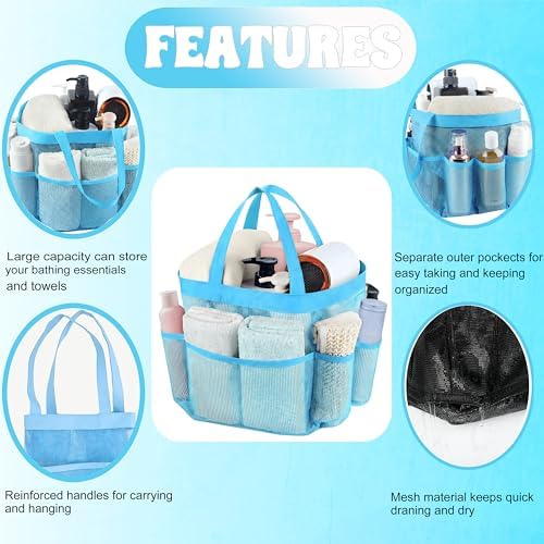 Mesh Shower Caddy Portable - 9 Pockets, Shower Bag for Dorm Room Camping - Image 6