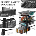 Simple Houseware Stackable Sliding Basket Organizer Drawer, Black, 2-Tier - Image 4