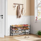 Tajsoon Expandable Shoe Rack for Closet 3 Tier, 28“-41“Stackable, Black - Image 2