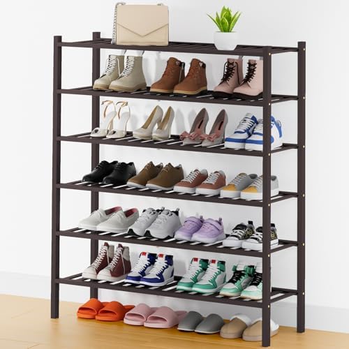Smiry Bamboo Shoe Rack, 16 Vertical Slats, 6 Tier - 33.7" Wide, Brown by Smiry