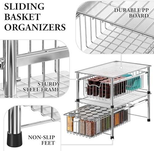 Simple Houseware Stackable Basket Drawer, Chrome - Image 4