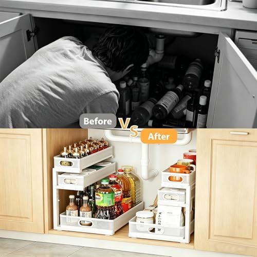 2 Pack Under Sink Organizer, 3-Tier Pull Out Kitchen Cabinet Organizer - Image 5