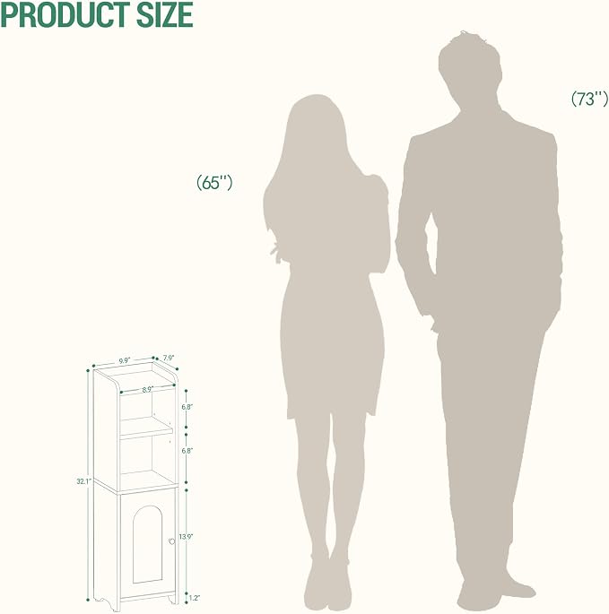 Hzuaneri Bathroom Storage Cabinet, Narrow Toilet Paper Cabinets with Doors - Image 2