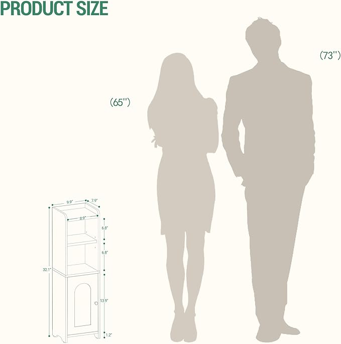 Hzuaneri Bathroom Storage Cabinet, Narrow Toilet Paper Cabinets with Doors - Image 2