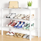 Smiry Bamboo Shoe Rack, 12 Vertical Slats, 3 Tier - 26.8" Wide, White by Smiry