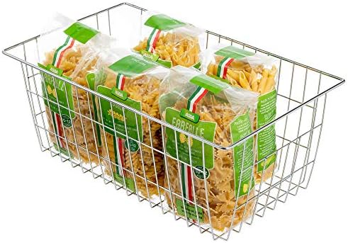 Freezer Wire Storage Baskets,Farmhouse Organizer Storage Bins Large Organizer Bins for Laundry Room, Closets, Garage, Office, Bathroom, Pantry Organization Storage Bins -Set of 2 (Chrome) - Image 6