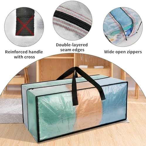 Heavy Duty Clear Moving Bags with Strong Zipper & Comfortable Handles - Image 4