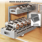 2 Pack 21IN-Depth Under Sink Organizer,Pull Out Cabinet Organizer With Smooth Cylindrical Rail,Metal Slide Out Drawer for Kitchen Bathroom Laundry,8-Level Tool Free Height Adjustable-Gun Gray - Image 3