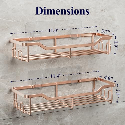 Kitsure Shower Caddy, Adhesive Shower Organizer, Large, Rose Gold - Image 2