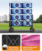 180L Wagons Carts Foldable with Wheels and Brakes for Camping Grocery - Image 7