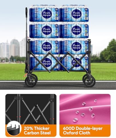 180L Wagons Carts Foldable with Wheels and Brakes for Camping Grocery - Image 7