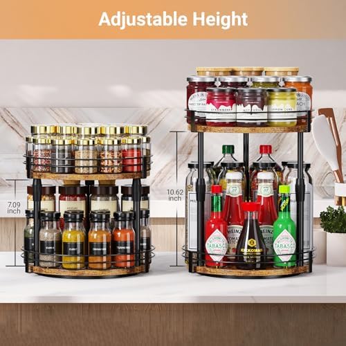 Across-Star Lazy-Susan-Organizer-Spice-Rack, Rotating Spice Organizer For Cabinet Pantry, Seasoning Holder Spice Shelf With Adjustable Height, Kitchen Counter Shelf Countertop Organizer - Image 3