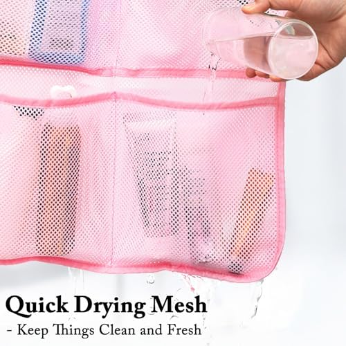Fammart Mesh Shower Caddy Hanging, Quick-Drying Shower Organizer with 7 Pockets, Portable Bathroom Organizers and Storage for Shampoo, Soap, Loofah, Travel, and Cruise Essentials - Image 4