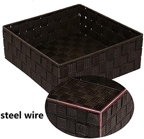 Posprica Woven Storage Baskets for Organizing, Small Baskets Cube Bin Container Tote Organizer Divider for Drawer, Closet, Shelf, Dresser, Set of 4(Brown) - Image 4