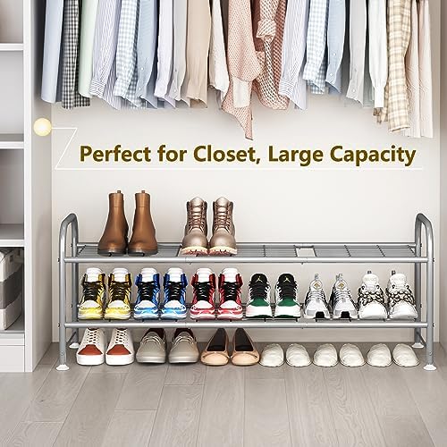 LINZINAR 2 Tier Long Shoe Rack for Closet Metal Shoe Organizer for Entryway - Image 4