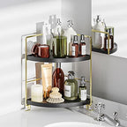 KINGNERWI 2-Tier Bathroom Counter Organizer, Vanity Corner Shelf, Black - Image 2