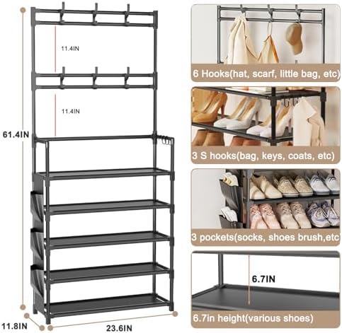 Shoe Rack 5 Tier Shoe Organizer Storage 15-20 Pairs for Closet Entrance - Image 3