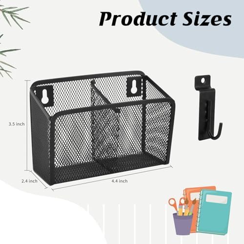 Wall Hanging Pencil Holder With Slatwall J Hooks Slatwall Pencil Cup Wall Mounted Pen Holder Wall Marker Holder Metal Pencil Holder For Paintbrushes Pegboard Classroom Home - Image 3