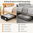 Under Bed Storage with Wheels, 2-Pack 60L Bins, Low Profile, Black - Image 4