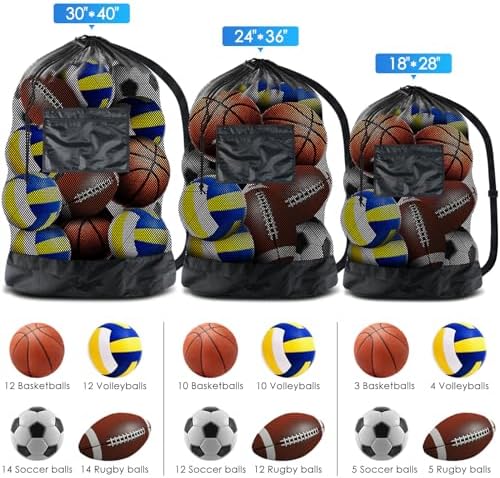 BROTOU Extra Large Mesh Ball Bag, Drawstring Socce Bag for Coach - Image 2