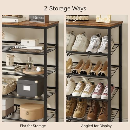 Nunsino Shoe Rack for Closet,5 Tier Shoe Organizer for Entryway,Shoe Shelf with Storage Shelves and Spacious Top,Max Holds 20 of Shoes,Rustic Brown - Image 5