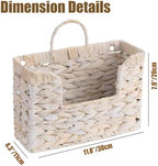 PINXIURY Magazine Holder Wall Basket Water Hyacinth Woven Mail Organizer, Wicker Wall Hanging Baskets for Magazines, Letters & Storage Decorative Mail Holder, Magazine Rack, Hanging Basket, Whitewash - Image 2