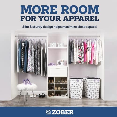 Zober Purple Velvet Hangers 50 Pack, Slim Non Slip Clothes Hangers | Slim velvet hangers with pants bar, felt hangers, flocked hangers, non slip hangers, coat hangers for suits, shirt hangers - Image 5