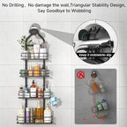 4 Tier Shower Caddy Hanging, Adjustable Shower Overhead Caddy Rustproof, No Drilling Standing Shower Caddy Handing Shower Racks for Bathroom Shampoo Soap Storage - Image 4