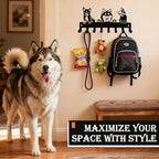 Dog Leash Holder for Wall, 8 Metal Hooks for Leashes, Harnesses & Keys - Image 2