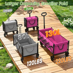 Blomoba 35" Extra Long Folding Wagon with Adjustable Handle & Wheels, Pink - Image 5