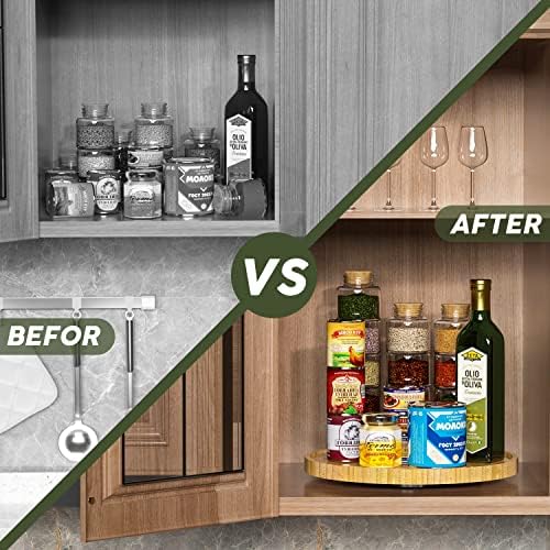 Lazy Susan for Table, 12 Inch Non-Skid Bamboo Turntable Organizer - Image 4