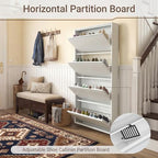 4 Flip Drawer Shoe Cabinet, Slim Metal Storage for Entryway - Image 5
