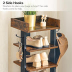 HOOBRO Vertical Shoe Rack for Front Door Entryway, 7 Tier Wooden Shoe Storage Organizer with Hooks, Narrow Shoe Tower for 7 Pairs, Space Saving, for Corner, Closet, Bedroom, Rustic Brown BF61XJ01 - Image 5