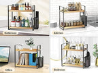 LEMIKKLE 2-Tier Wood Bathroom Counter Organizer with Basket,Waterproof Vanity Perfume Skincare Storage for Bathroom, Kitchen, Dresser - Image 6