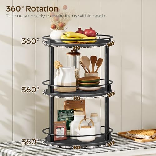 YATINEY Spice Rack, Set of 2 Lazy Susan Organizer, 3 Tier Turntable Organizer For Cabinet, Compact and Versatile, for Kitchen Countertop, Black SR23L2BB - Image 3