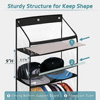 AOODA Clear Over The Door Hat Racks for Baseball Caps, Large Holds up to 72 Caps Hat Storage Organizer for Closet Wall, Deep Pockets Hanging Hat Holder with 3 Hooks, Black (Pack of 2) - Image 3