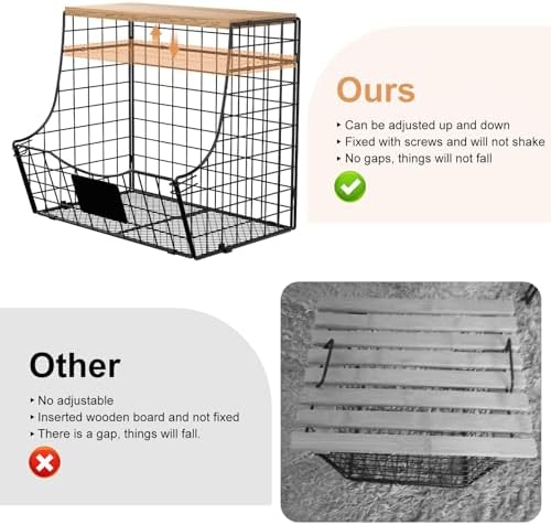 4 Pack Fruit Basket for Kitchen with Lid, Counter&Wall Mounted Hanging Fruit Basket, Potato and Onion Storage, Metal Wire Fruit and Vegetable Storage, Snack Organizer 11.81 * 8.66 * 10.63in - Image 4