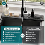 2PCS Stone Faucet Mat for Kitchen Sink, Water Absorbing Sink Tray Organizer for Bathroom Counter, Diatomite Soap Dish Coaster Caddy Riser, Sponge Holder Dispenser Mat, Dark Gray, 23.6" x 4", 1 Set - Image 7