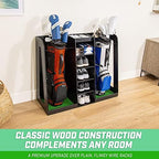 GoSports Premium Wooden Golf Bag Organizer and Storage Rack - Black, White or Brown Finish - Holds 2 Golf Bags - Image 4