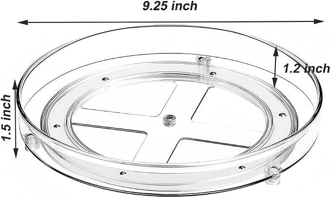 9.25 Inch Lazy Susan Turntable, Clear Plastic Spinning Organizer for Cabinet, Fridge, 360° Rotation, Easy to Clean, Kitchen, Bathroom, Vanity Countertop Storage Solution (Clear, 9.25inch 1 Tier) - Image 2