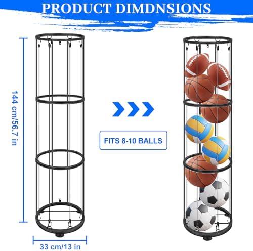 3 Layer Ball Storage Rack Vertical Wall Mount, Garage Basketball Holder - Image 5