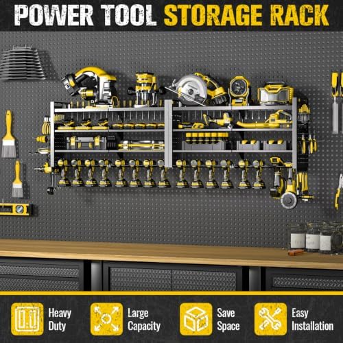 66" W Power Tool Organizer Wall Mount,4-Layer,18 Cordless Drills - Image 4
