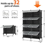 AWTATOS 8 Tiers Shoe Rack Organizer, 32 Pair Shoe Storage Cabinet, Black - Image 3